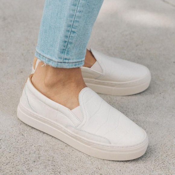 SOLUDOS Bondi Bone Embossed Croc Platform Slip On Sneaker 9 - Picture 1 of 14